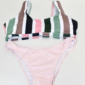 NWT Yeezim Color Striped Round Bikini Set